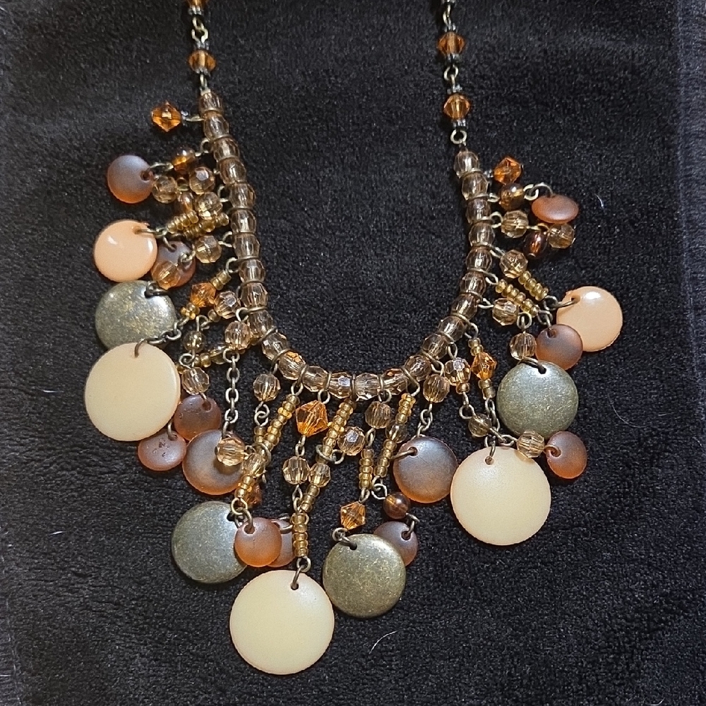 Chic Beaded Necklace with Gold and Cream Accents